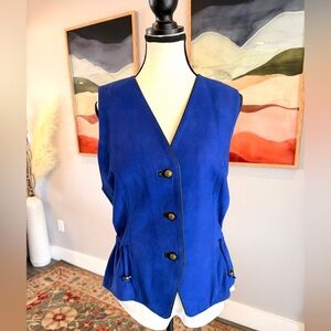 Vibrant Blue Lambskin Button-Up Vest